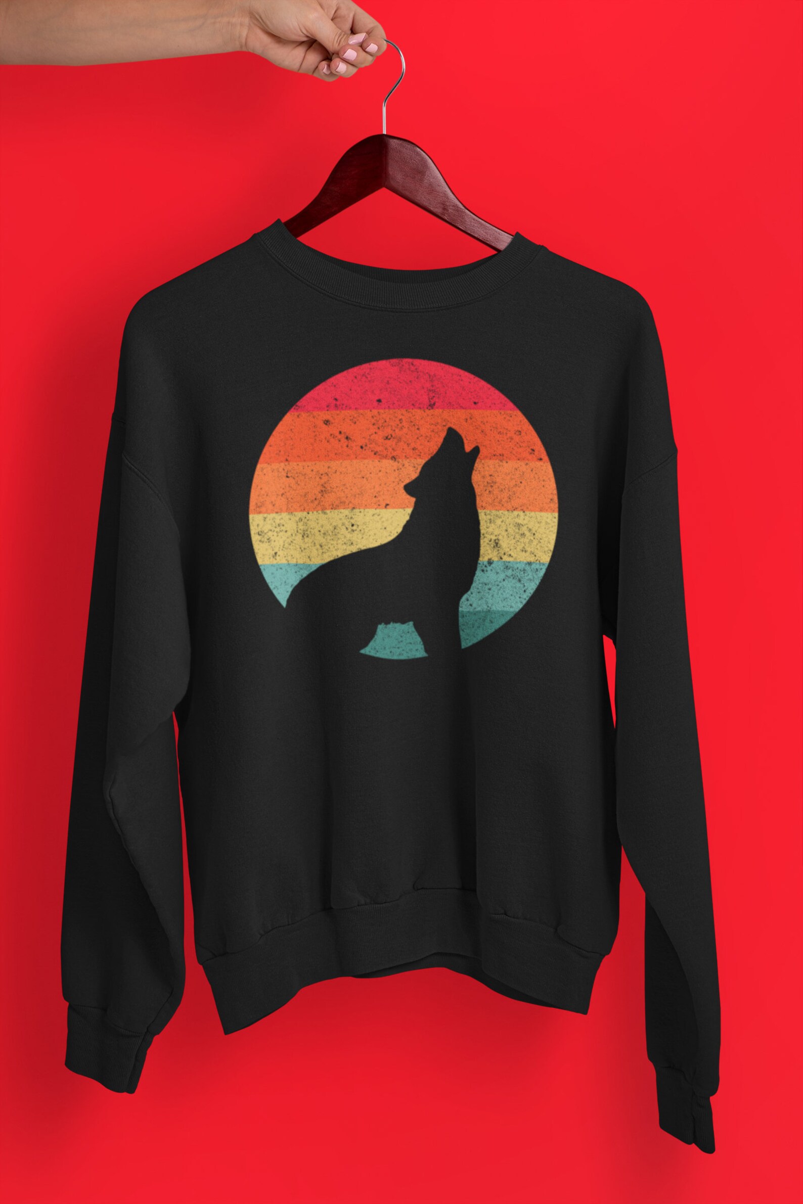 Vintage Wolf Sweatshirt Retro Wolf Sweater 70s 80s 90s Etsy