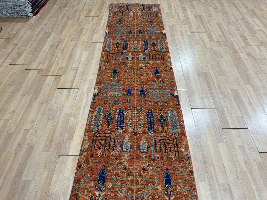 Kabul Rug 2.5x10 Rust Tree of Life Rug - Tree Rug - Hallway Rug - Afghan Rug ...