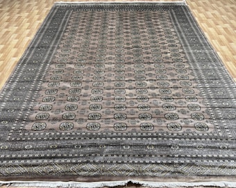 9x12 Sepia Color Bokhara Rug - Dinning Table Rug - Woolen Rug - Living Room Rug - Turkish Rug - Kitchen Rug - Washable Rug - Geometric Rug