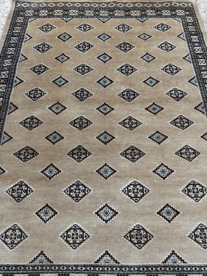 4.6x6.6 Beige Bokhara Rug Dinning Table Rug Woolen Rug Living Room Rug