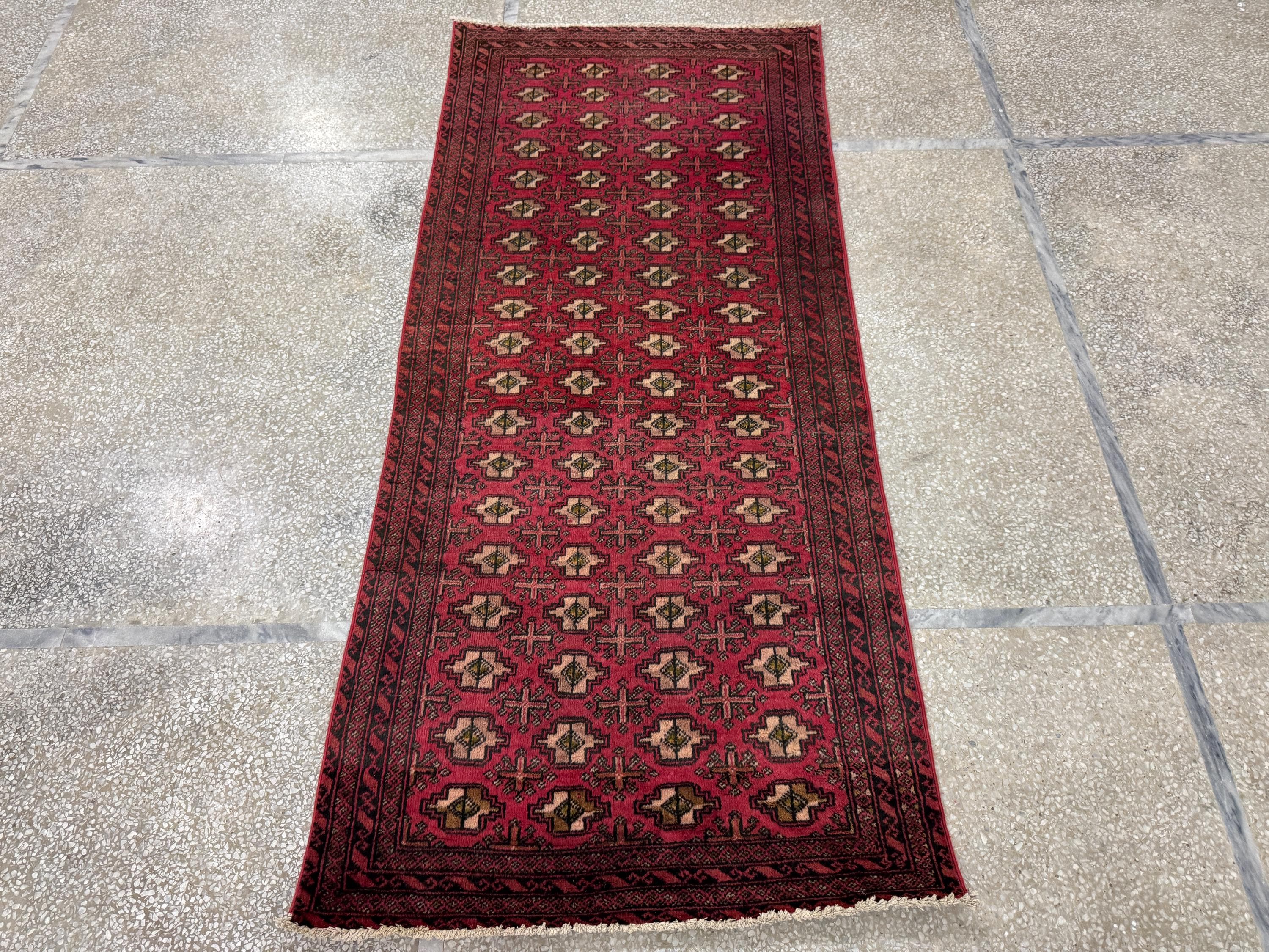 2.6x6.1 レッド ヴィンテージ ラグ - トルコ ラグ - バスマット ラグ