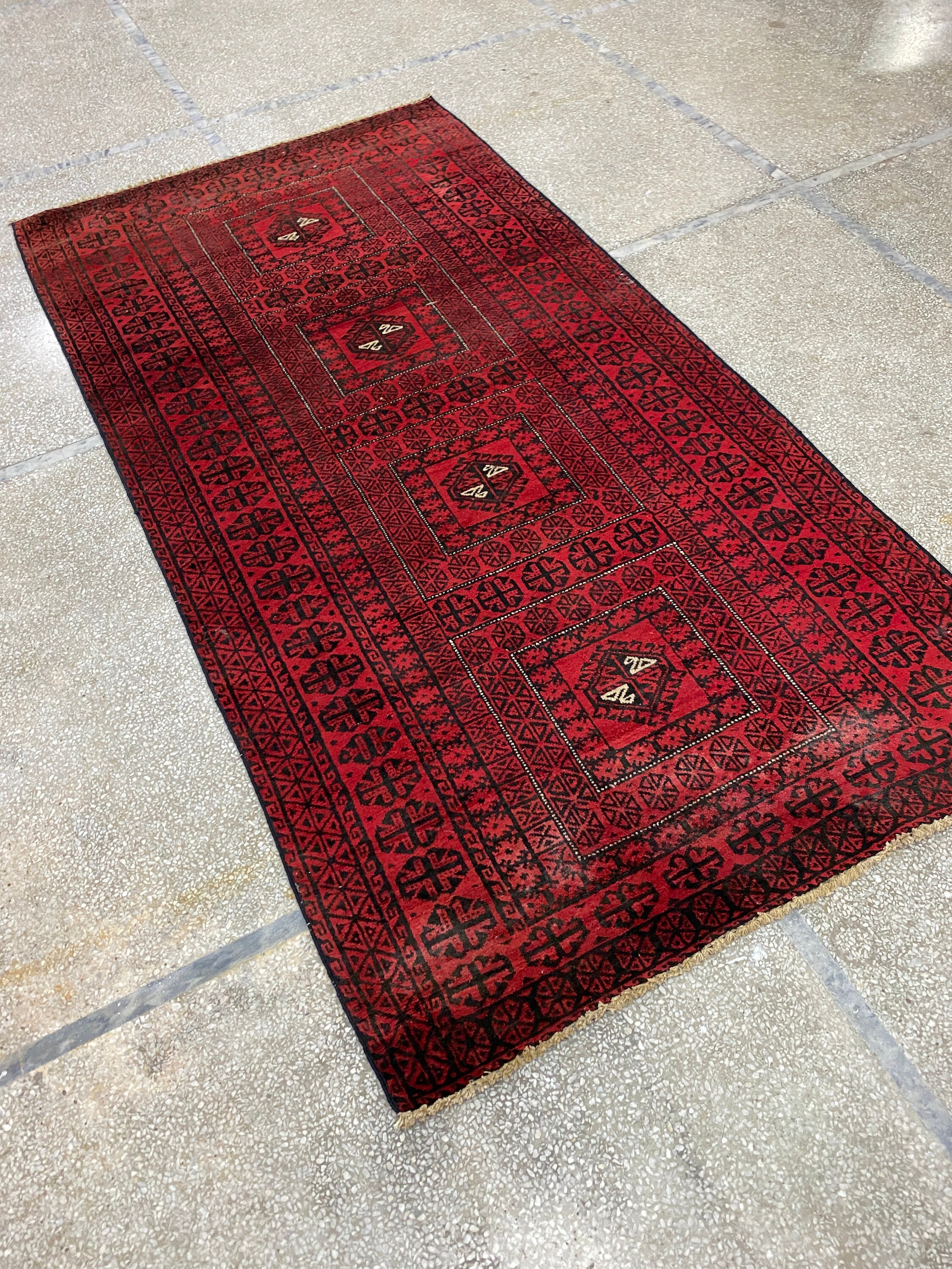 2.7x7 レッドカラー ヴィンテージラグ - トルコラグ - エリアラグ