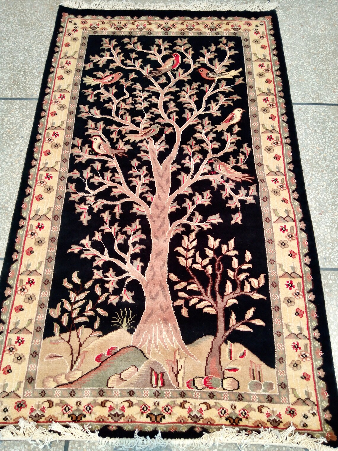 3X5 Black Beauty Silk Touch rugTree of Life rugSilk Carpet Etsy