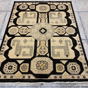 6x8 Black Gabbeh Area Rug - Gabbeh Rug - 6x8 Rug - Afghan Rug - Living Room Rug - 100% wool Rug - Kitchen Rug - High Quality Rug