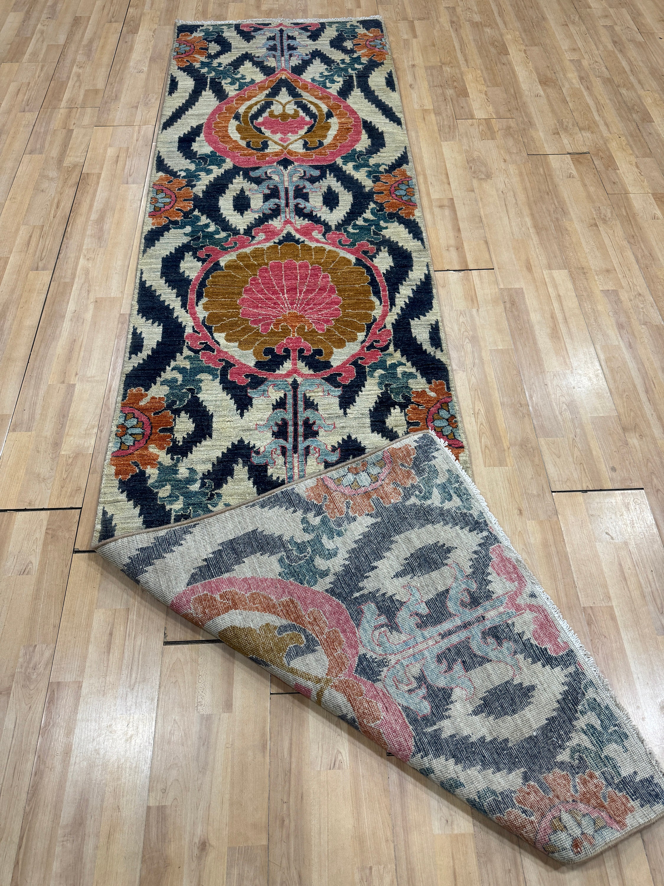 Kabul Rug 2.7x10 Sky Blue Suzaani Rug - Super Kazak Rug - Hallway Rug - Afghan ...