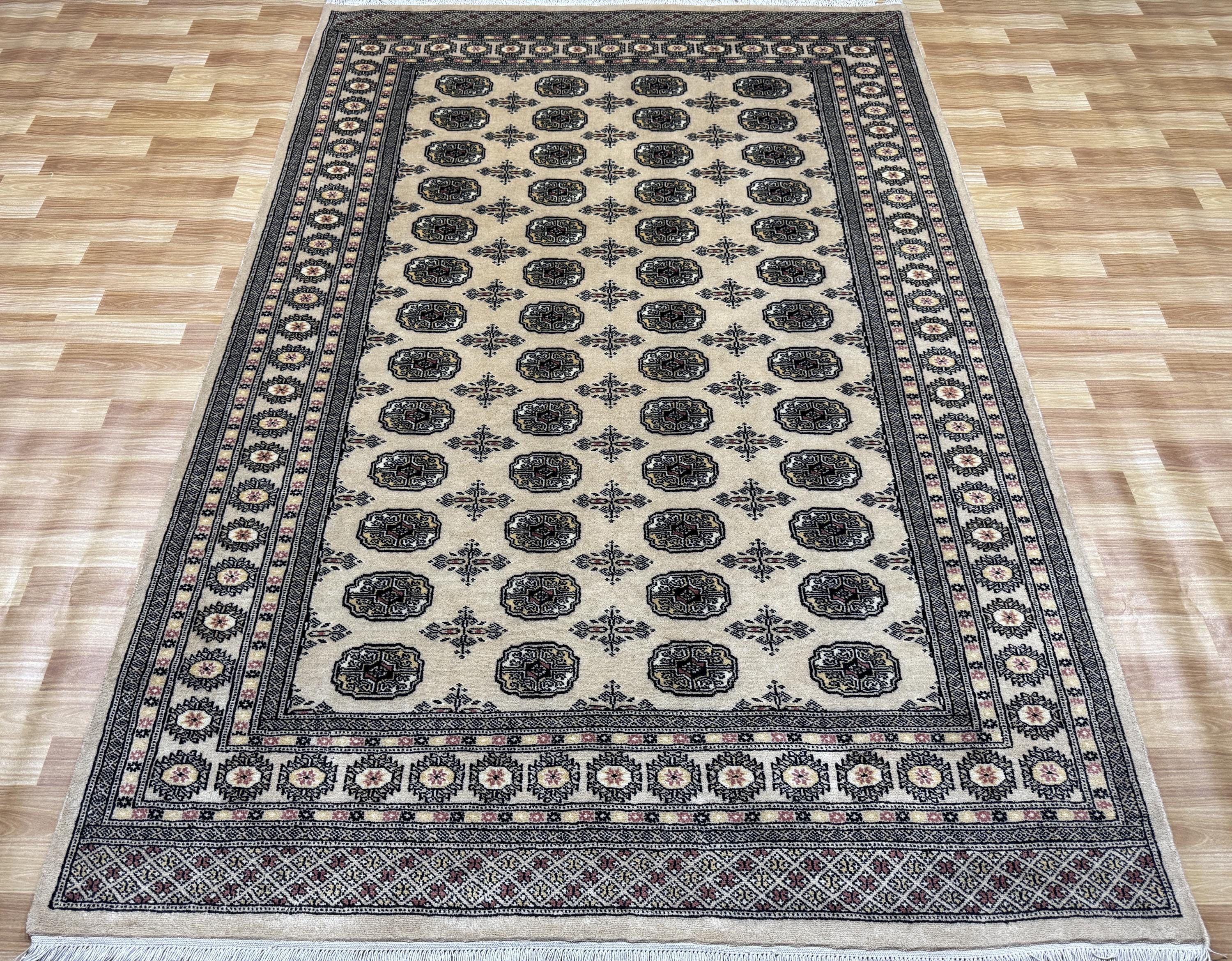 5.6x8 Beige Color Bokhara Rug - 1.70X2.50cm Rug - Luxury Rug - Wool Rug - Bedroom Rug - Hand knotted Rug - Afghan Rug - Tribal Rug
