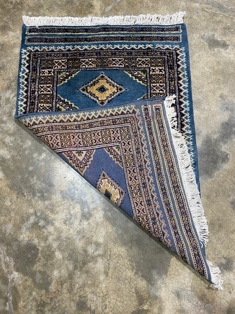 2x3 Denim Blue Bokhara Rug Washable Rug Door Mat Rug Bath Mat Wall Rug