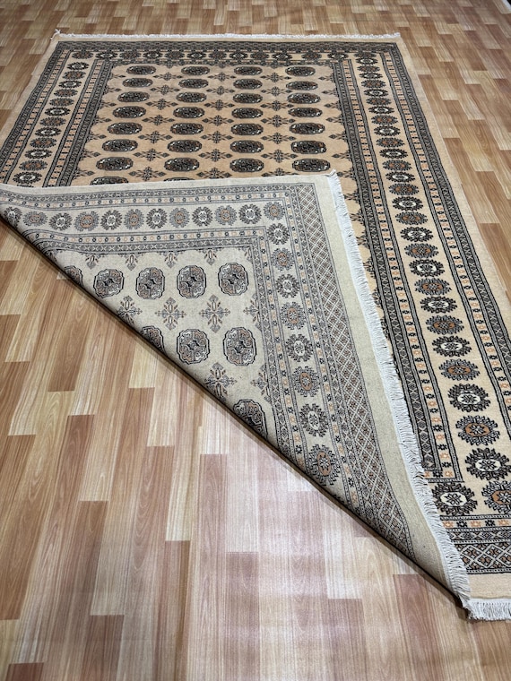200x300 Beige Farbe Bokhara Teppich - Esszimmer Teppich - Wohnzimmer Teppich - Türkischer Teppich - Waschbar Teppich - Geometrischer Teppich