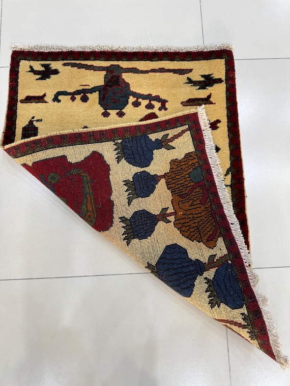 Handmade Afghan Wool Rug – Opium Poppy War Design (2x3 Ft) - Etsy
