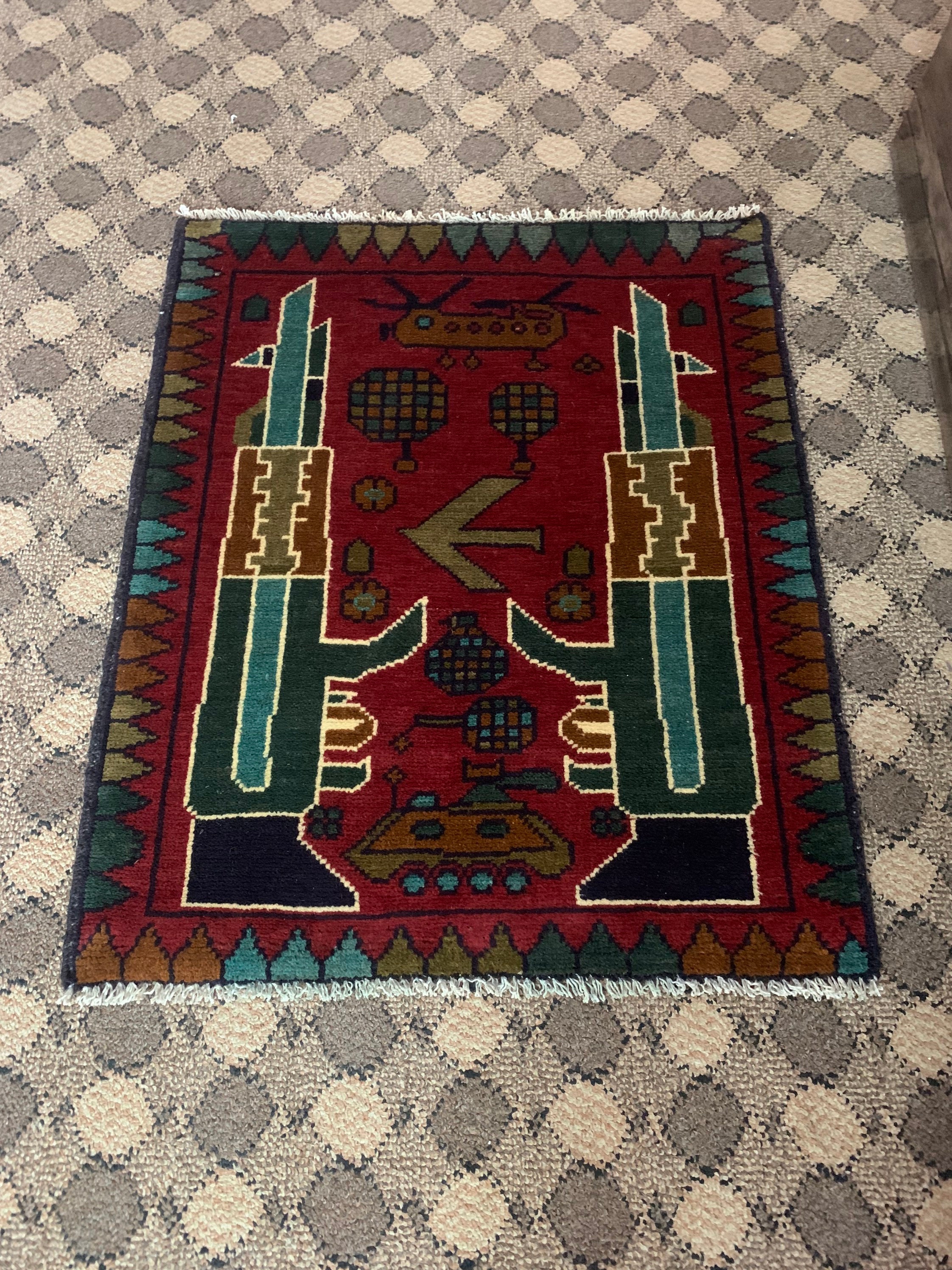 2.2 F X 2.7 F Afghan War Rug War rug Gun rug Afghanistan Etsy