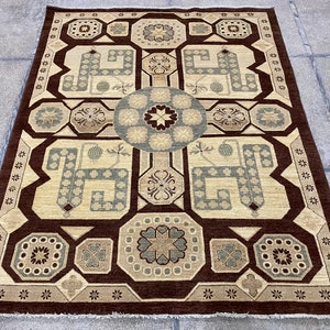 6x8 Brown Gabbeh Area Rug - Gabbeh Rug - 6x8 Rug - Afghan Rug - Living Room Rug - 100% wool Rug - Kitchen Rug - High Quality Rug