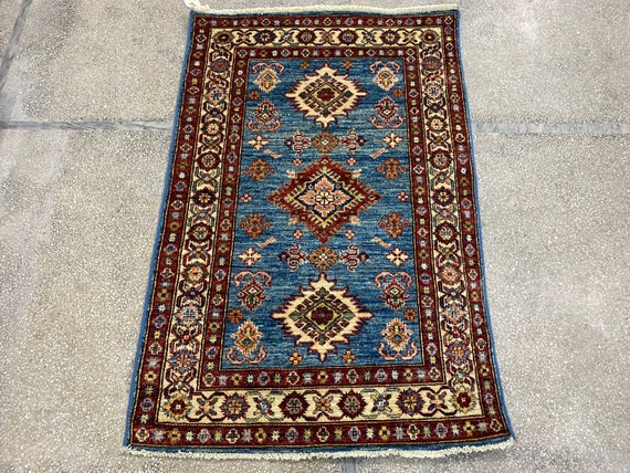 2.5x4 Denim Blue Super Kazak Rug Kazak Rug 2.5x4 Rug 