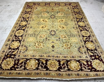 10x14 Green Color Oriental Rug - Fine Rug - Wool Rug - Luxury Rug - Woolen Rug - Washable Rug - Tribal Rug - Premium Rug - Authentic Rug