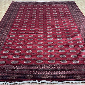 9x12 Red Color 3 Ply Bokhara Rug - 3.75x3.65 Rug - Triple Pile Bokhara Rug - Bedroom Rug - Turkish Rug - Extra Thick Rug - Afghan Rug