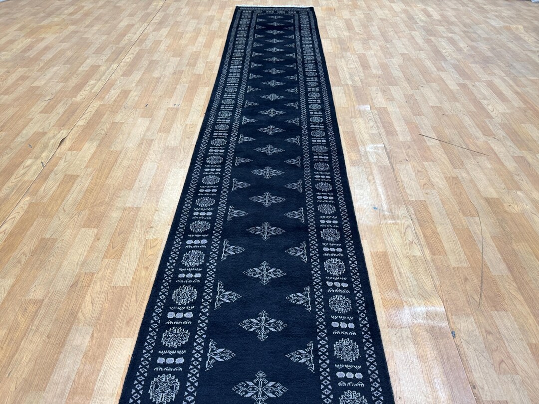 2.6x16 Black Color Bokhara Rug - Runner Rug - Hallway Rug - Luxury Rug ...