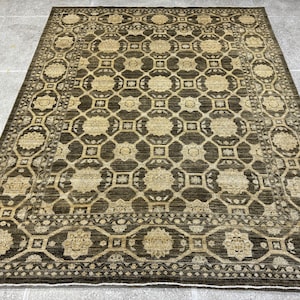 8x10 Brown Color Oriental Rug - Oushak Rug - Muted Color Rug - Woolen Rug - Living Room Rug - Hand knotted Rug - Afghan Rug - Washable Rug
