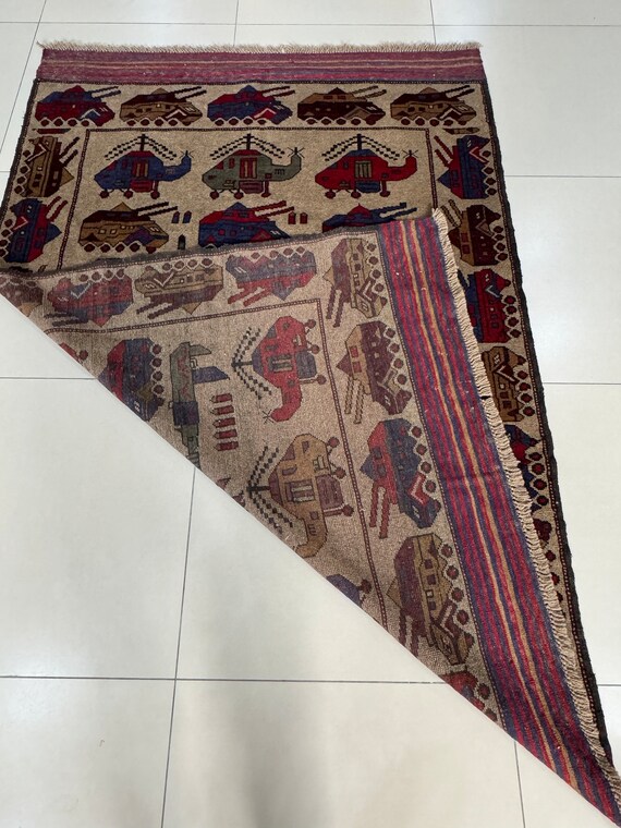 4x6 Beige Color War Rug - Washable Rug - Afghan War Rug - Grenade
