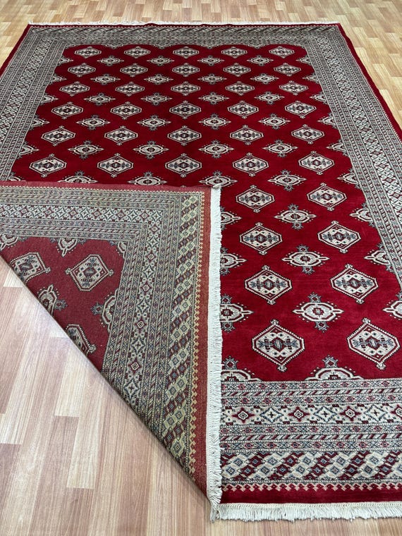 250x300 Roter Bokhara Teppich - Esstisch Teppich - Wollteppich - Wohnzimmer Teppich - Türkischer Teppich - Waschbar Teppich - Jaldar Teppich