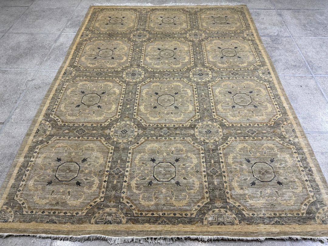10x14 Silver Oriental Rug - Oushak Rug - Muted Color Rug - Woolen Rug ...