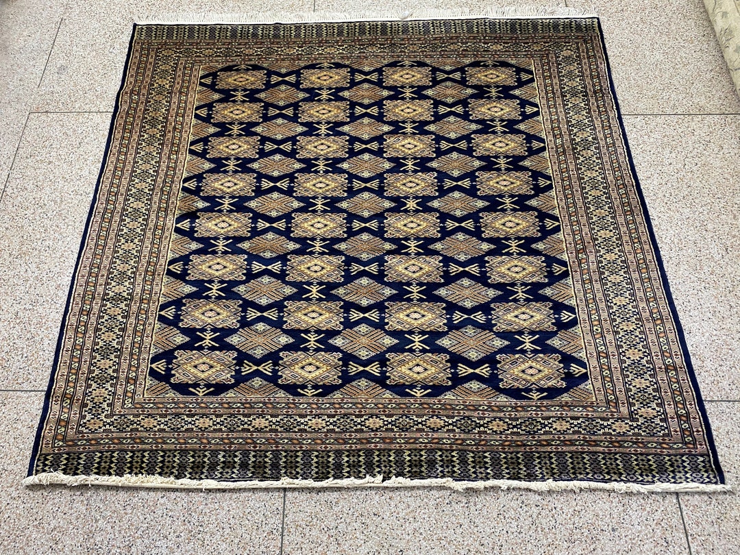 7x7 Blue Jaldar Rug - Silk Rug - Area Rug - 7x7 Rug - Silk Rug - Living ...