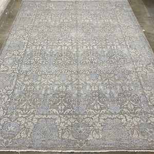Tapis Ziegler gris clair 9 x 12 - tapis turc - grand tapis - tapis afghan Oushak - tapis noué à la main - tapis Kaboul - tapis d&#39;entrée - tapis - tapis Sultani
