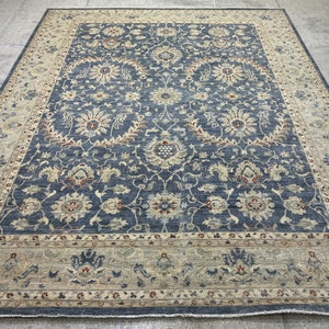 12x15 Royal Blue Ziegler Rug - Oushak Rug - Muted Color Rug - Woolen Rug - Living Room Rug - Hand knotted Rug - Afghan Rug - Washable Rug