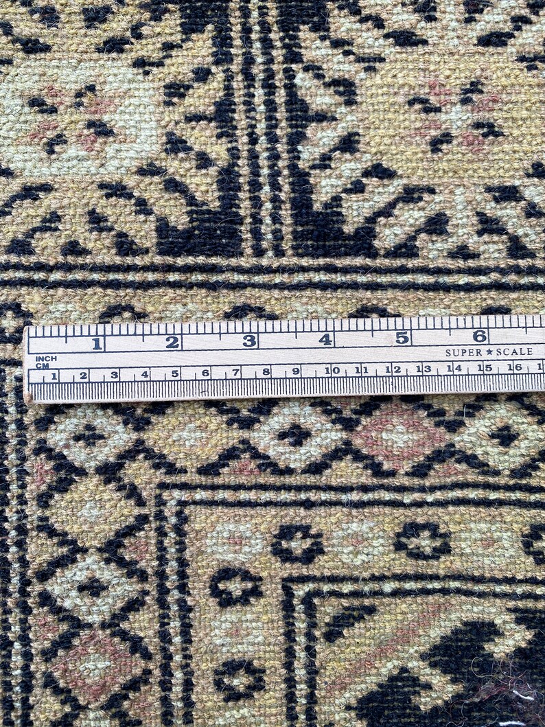 7x11 Black Bokhara Rug Washable Rug Black Rug Woolen Rug Living Room