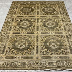 8x10 Brown Color Oriental Rug - Oushak Rug - Muted Color Rug - Woolen Rug - Living Room Rug - Hand knotted Rug - Afghan Rug - Washable Rug