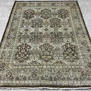 8x10 Brown Color Oriental Rug - Oushak Rug - Muted Color Rug - Woolen Rug - Living Room Rug - Hand knotted Rug - Afghan Rug - Washable Rug