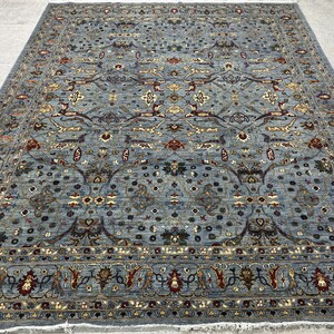 12x15 Denim Blue Classical Rug - Oriental Rug - Luxury Rug - Woolen Rug - Living Room Rug - Hand knotted Rug - Afghan Rug - Washable Rug