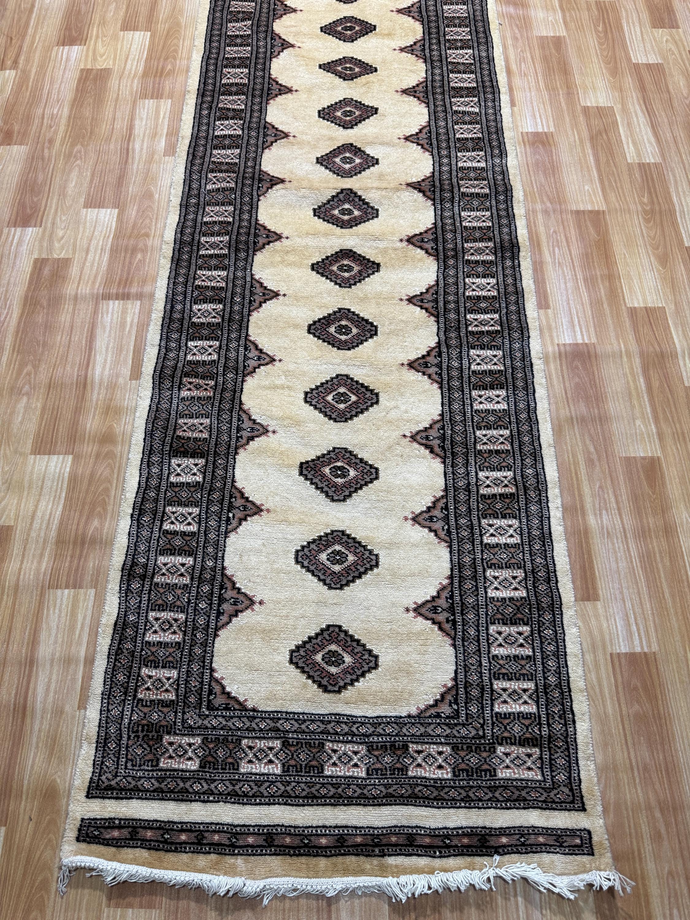 2.6x14 ベージュカラー Bokhara ラグ - ランナーラグ - 廊下ラグ