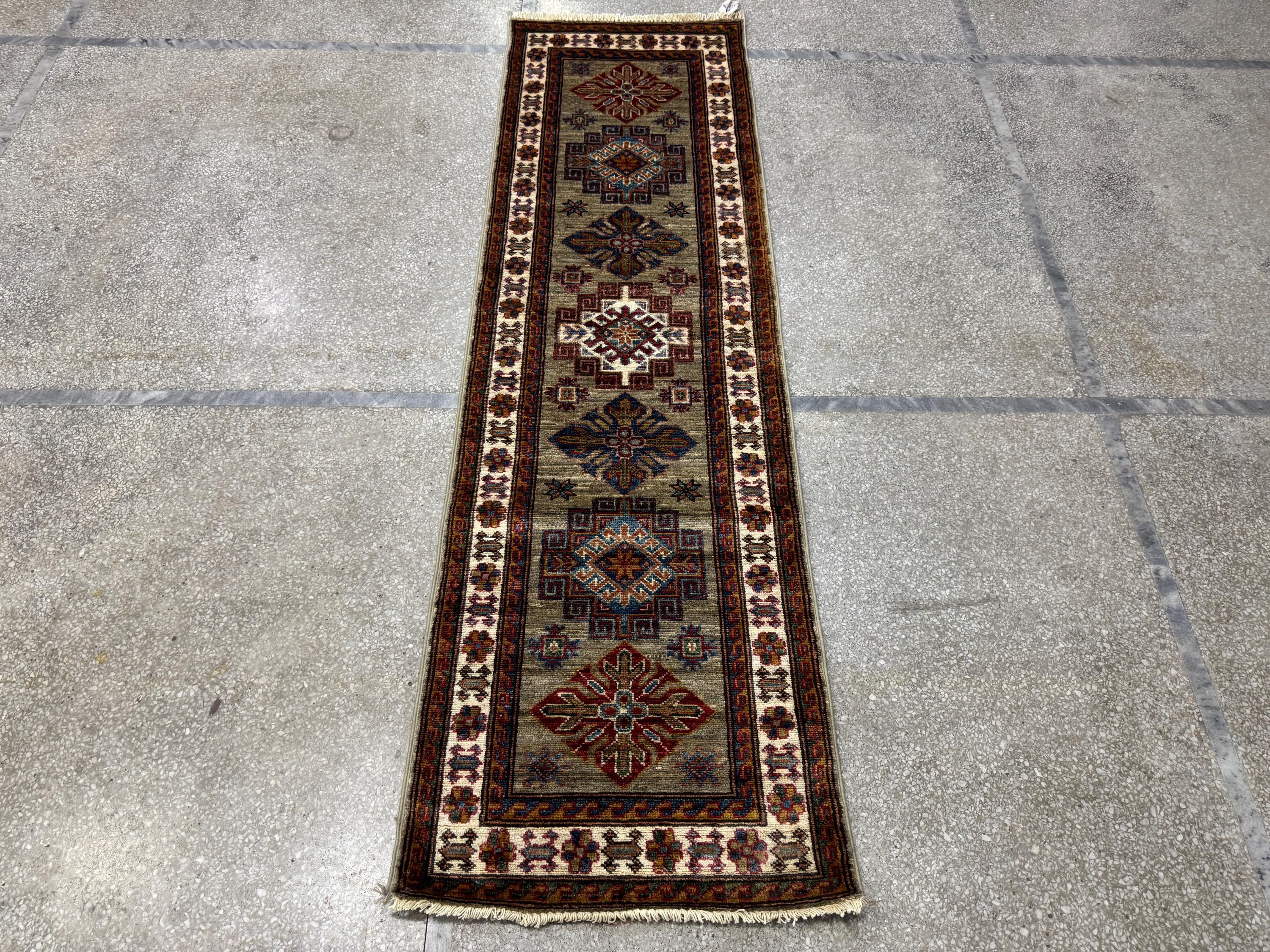 2x6 Natural Color Super kazak Rug - Runner Rug - Kazak Rug - Afghan Super Kazak Rug - Turkish Rug - Kabul Rug - Entryway Rug - Hallway Rug