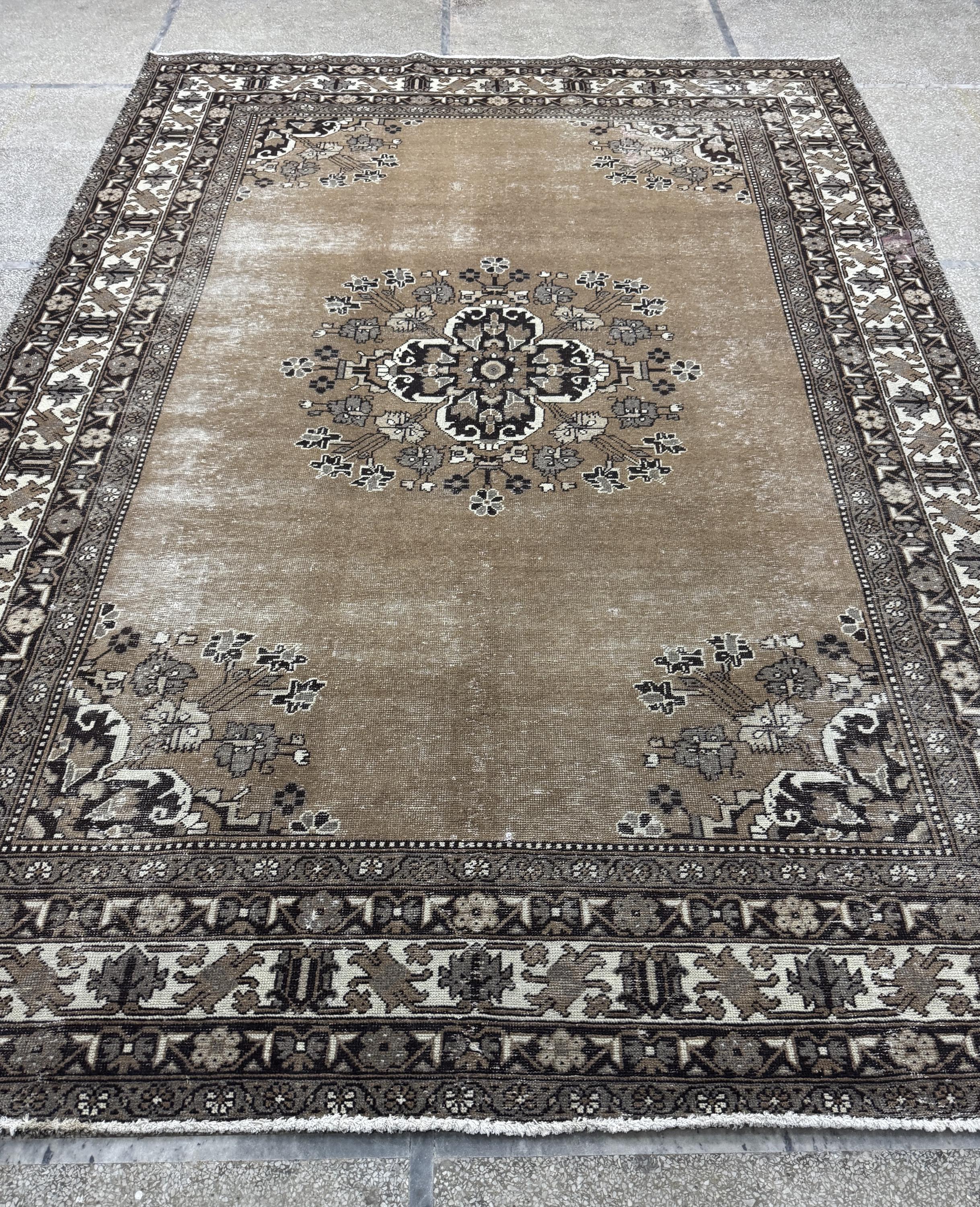 8x11 Brown Color Vintage Rug - Turkish Rug - Large Rug - Oushak