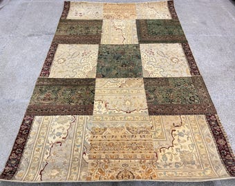 6x9 Afghan Patchwork Rug - Hand Knotted Wool Area Rug