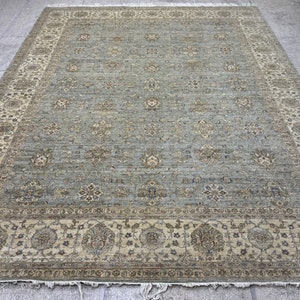 12x15 Sky Blue Ziegler Rug - Oushak Rug - Muted Color Rug - Woolen Rug - Living Room Rug - Hand knotted Rug - Afghan Rug - Washable Rug