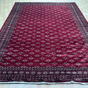 9x12 Red Color 3 Ply Bokhara Rug - 3.75x3.65 Rug - Triple Pile Bokhara Rug - Bedroom Rug - Turkish Rug - Extra Thick Rug - Afghan Rug