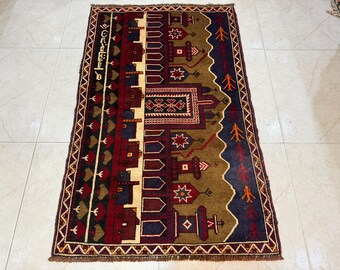 100x150 Handgeknüpfter afghanischer Wollteppich - Malerische Landschaft
