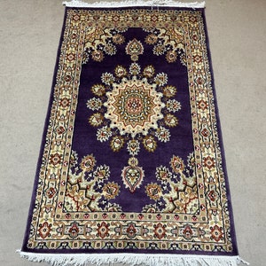 3x5 Violet Color Oriental Rug - Dinning Table Rug - Silk Rug - Living Room Rug - Wool Rug - Kitchen Rug - Purple Rug - Oriental Rug