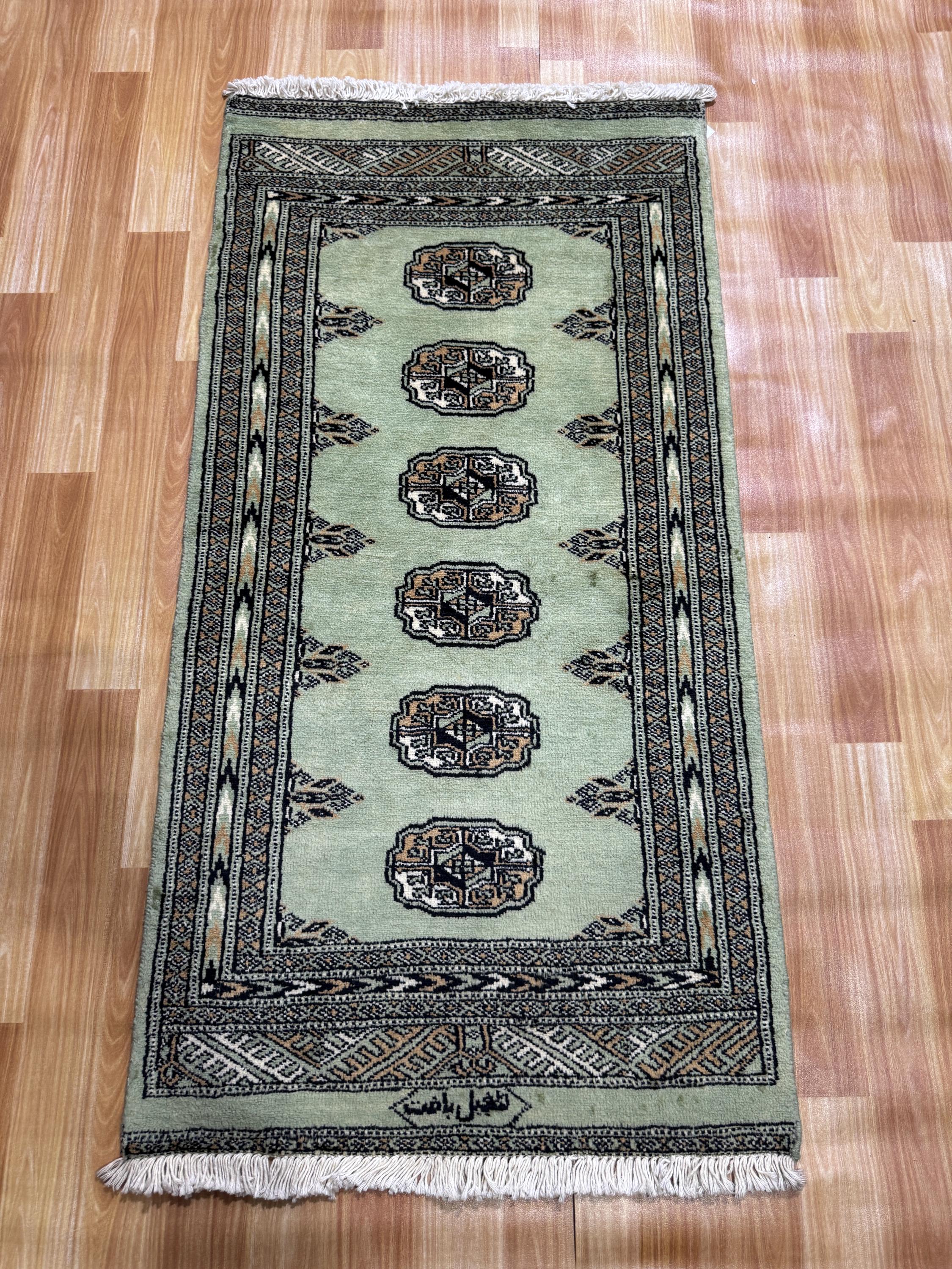 2x4 Pistachio Green Bokhara Rug - Washable Rug - Small Rug - Wool