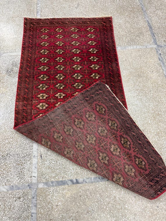 2.6x6.1 レッド ヴィンテージ ラグ - トルコ ラグ - バスマット