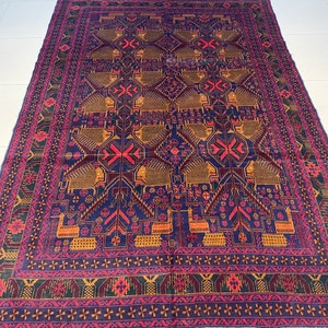 7x10 Multicolor Pictorial Rug - Living room Rug - Area Rug - Hand knotted Rug - Woolen Rug - Livingroom Rug - Washable Rug - Afghan Rug