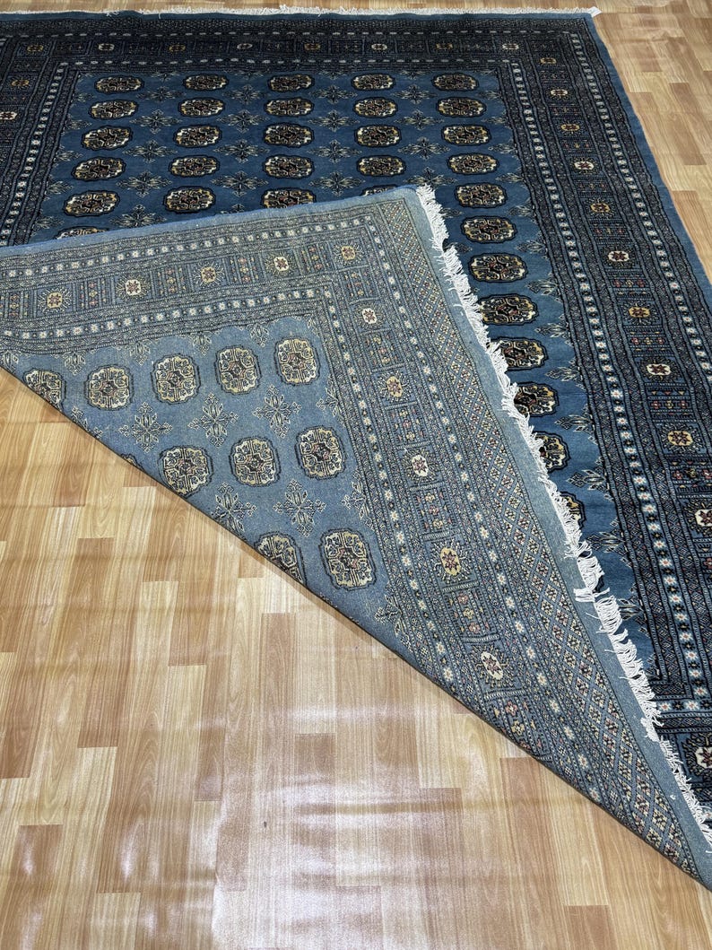 8x10 Denim Blue Bokhara Rug Dinning Table Rug Woolen Rug Living Room