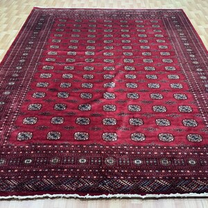9x12 Red Color 3 Ply Bokhara Rug - 3.75x3.65 Rug - Triple Pile Bokhara Rug - Bedroom Rug - Turkish Rug - Extra Thick Rug - Afghan Rug