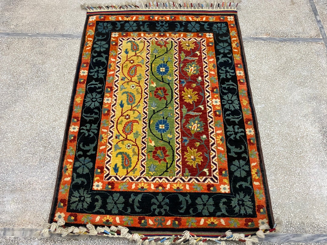 3x5 Multi Colored Shawl Rug - Table Rug - 3x5 Rug - Afghan Rug - Living ...