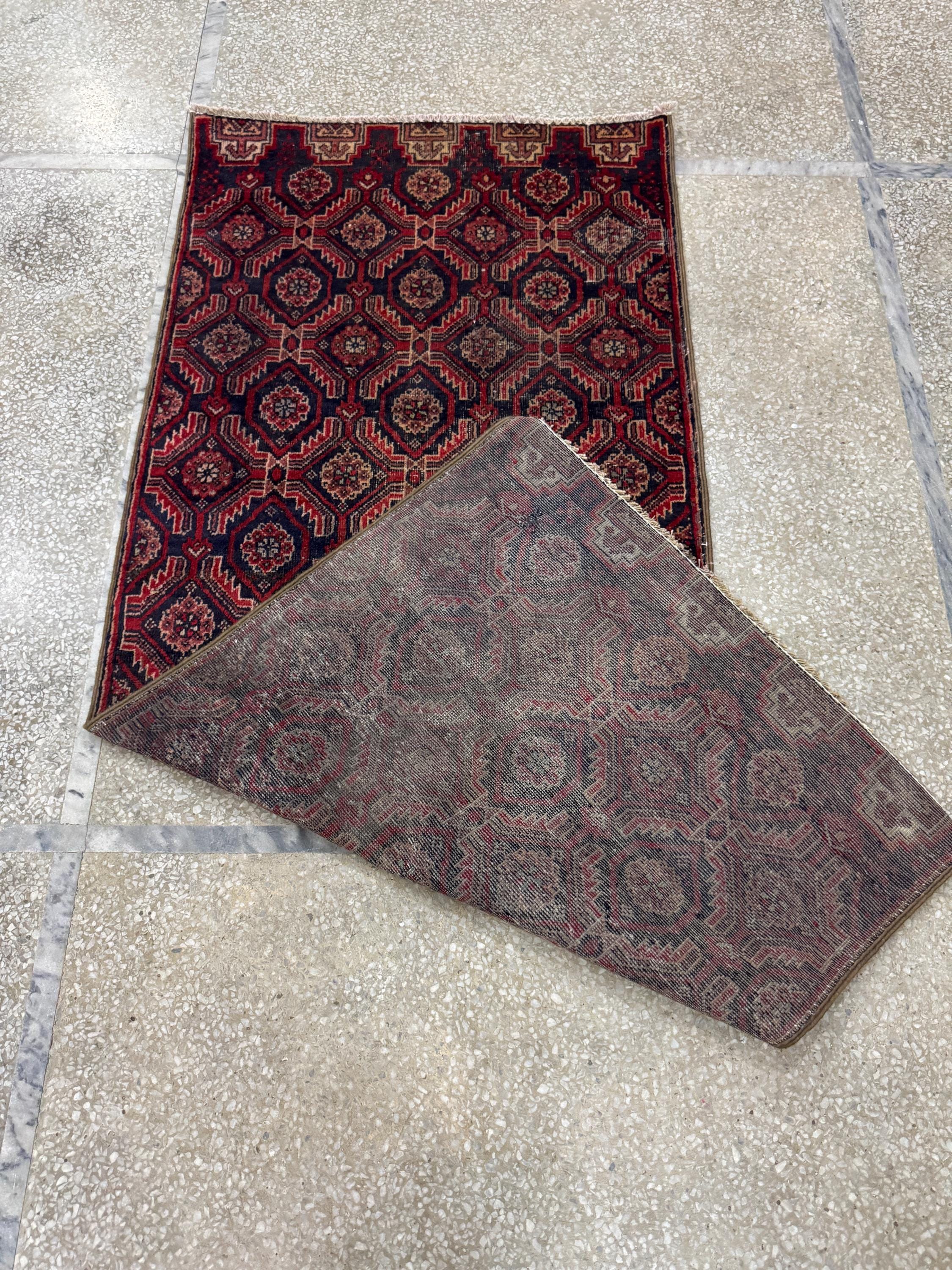 2.6x5.8 ブルーヴィンテージラグ - トルコラグ - バスマットラグ