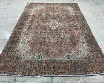 8x11 Light Pink Color Vintage Rug - Turkish Rug - Large Rug - Oushak Rug - Hand Knotted Rug - Antique Rug - Hall Rug - Area Rug