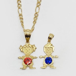 10k & 14k Solid Gold Boys and Girls Birthstone Charm Pendant 12 Months CZ Perfect Jewelry Necklace Gift for Women and Her (Small Size)