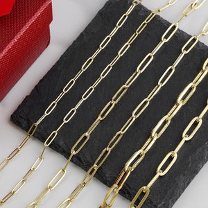 10k & 14k Gold Classic Fancy Paperclip Chain Necklace Bracelet Anklet / Perfect Timeless Jewelry Gift for Women Her Girl