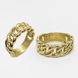 10k Solid Gold Cuban Curb Link Classic Style Premium Ring for Men Women High-Quality, Durable Gold Band, Stylish Versatile Jewelry Piece