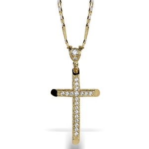 Ciondolo a forma di croce di Gesù in oro 10k e 14k con pietre CZ, ciondolo religioso per ragazzi, uomini e donne / simbolo di fede, gioielli durevoli per tutti i giorni, per lui e per lei